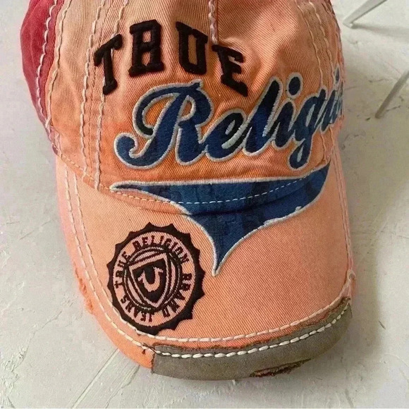 True Religion Bandana Distressed Embroidered Baseball Trucker Hat Cap NWT - Picture 6 of 12